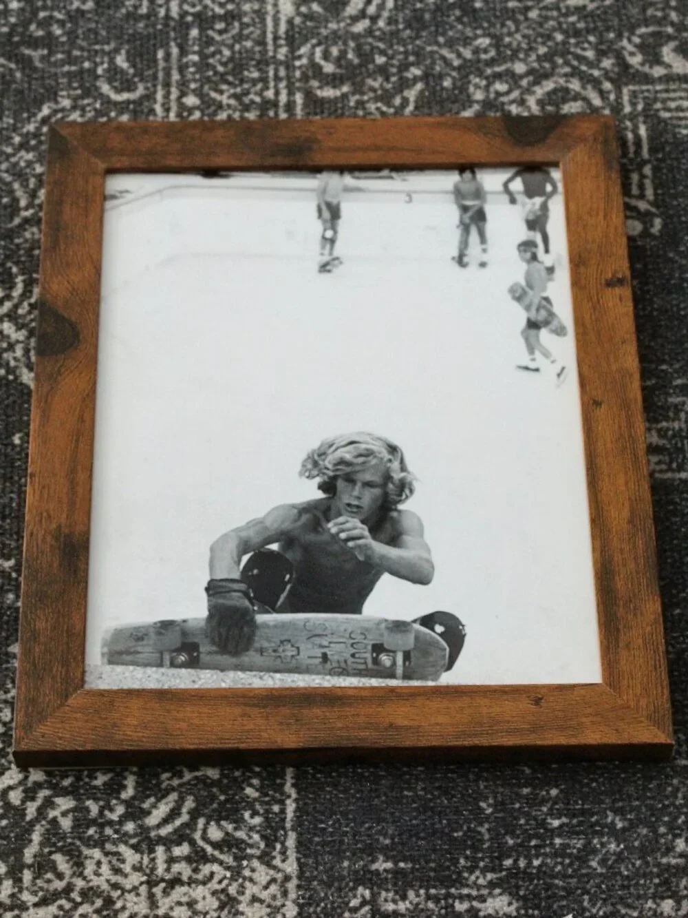 Framed Vintage 70s Skateboarder Pool Skate Black and White Photo Print 8x10